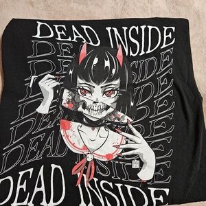 Hot Topic Black and Red Short Sleeve Tee Edgy Gothic Design